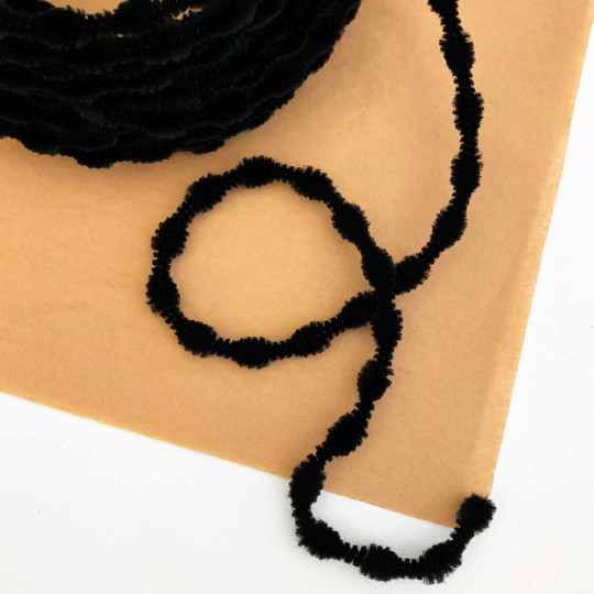 Tiny 3/8" Bump Chenille for Retro Crafts in Black ~ 1 yd.